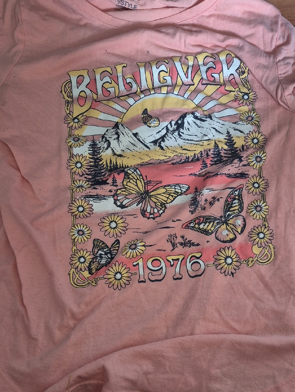 Pink 'Believer 1976' Graphic Tee for Kids
